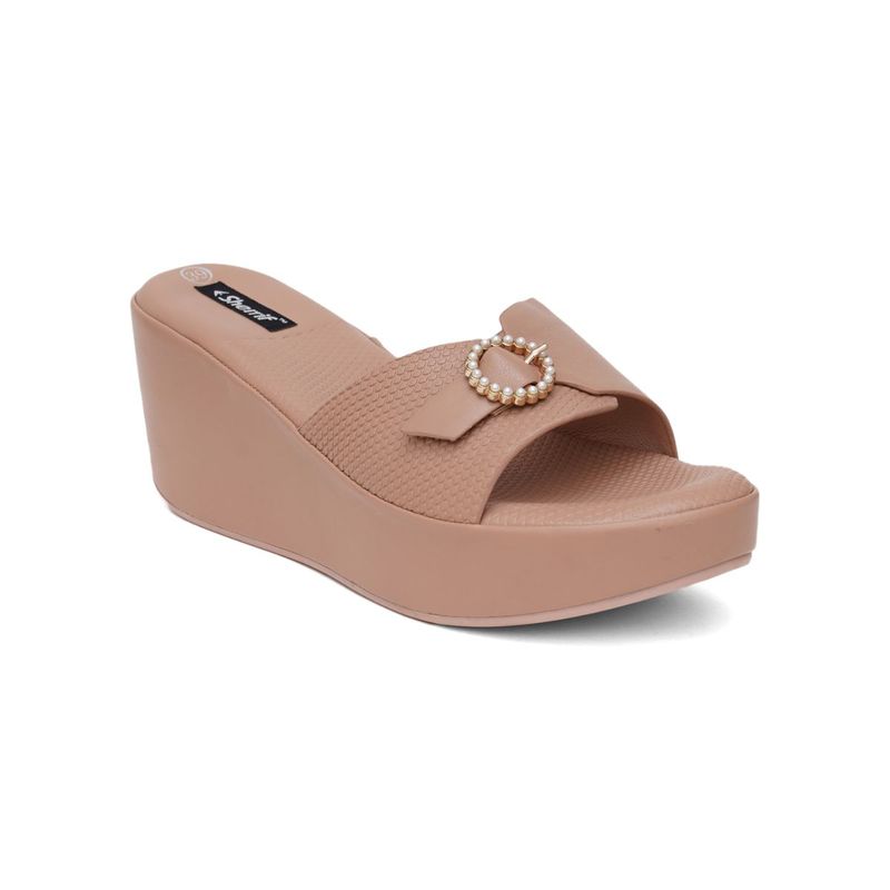 Sherrif Shoes Women Nude Color Wedges (EURO 36)