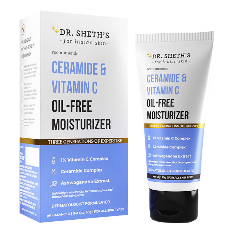 Dr. Sheth's Ceramide & Vitamin C Oil - Free Moisturizer to Hydrate, Brighten Skin