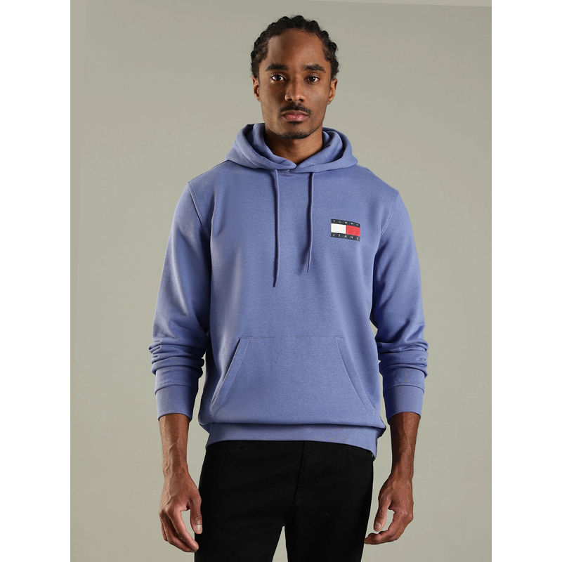 Tommy Hilfiger Men Blue Logo Regular Fit Cotton Sweatshirt (M)