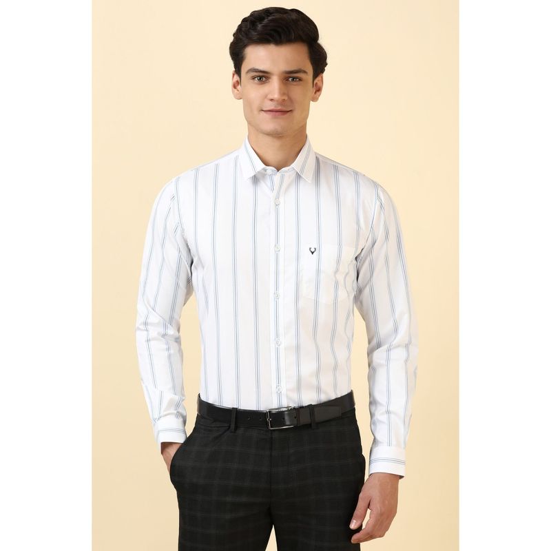 Allen Solly Men White Stripe Full Sleeves Formal Shirt (42)