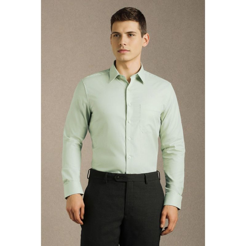 Louis Philippe Men Green Solid Full Sleeves Formal Shirt (42)