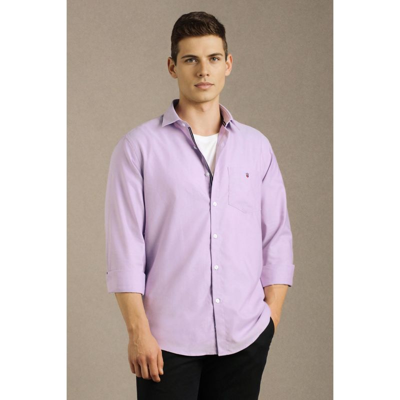 Louis Philippe Men Lavender Solid Full Sleeves Casual Shirt (40)