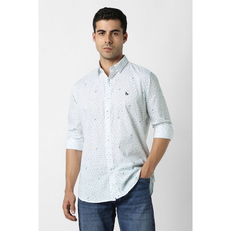Van Heusen White Printed Shirt (42)