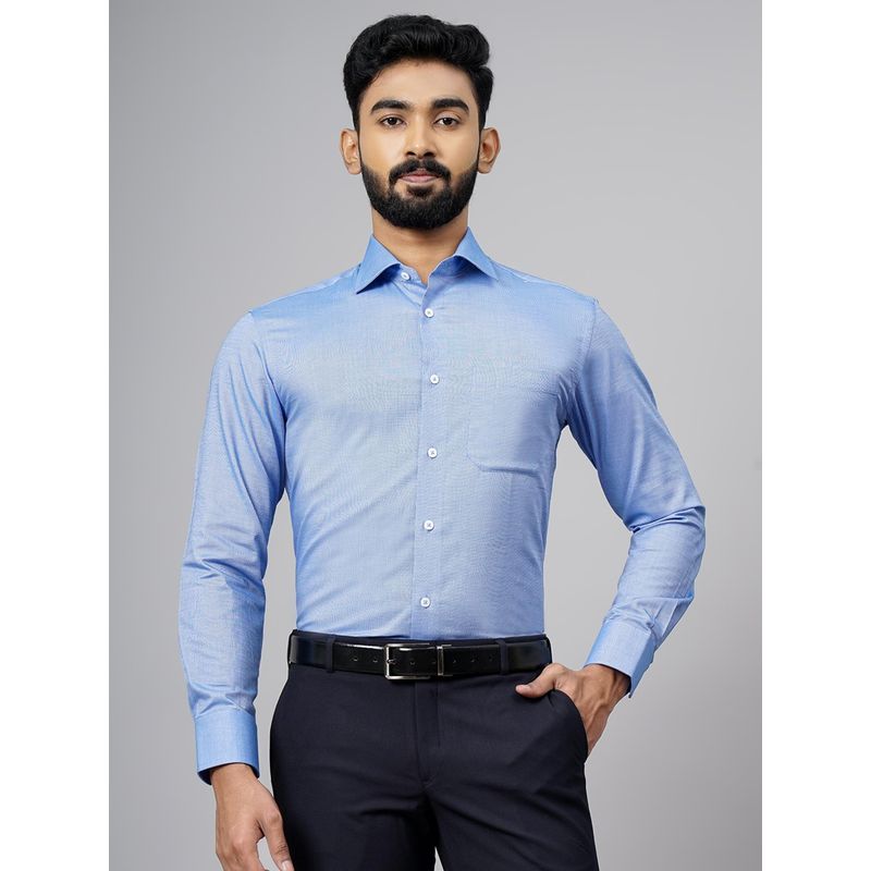 JadeBlue Blue Cotton Solid Slim Fit Formal Shirt (40)