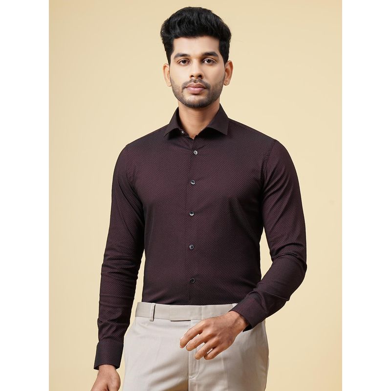 Wyre Wine Cotton Blend Textured Slim Fit Formal Shirt (39)