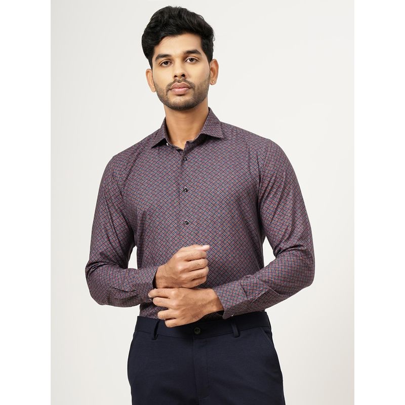 JB Studio Maroon Cotton Printed Slim Fit Party Wear Shirt for Men - Printed Slim Fit (39)