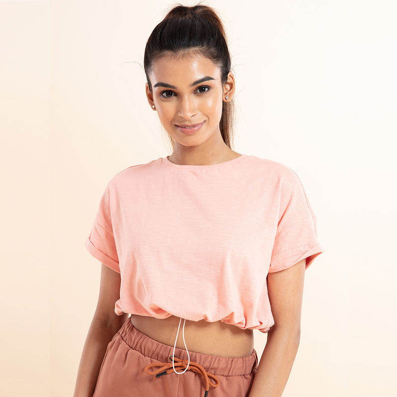 Nykd All Day Try and stop me t-shirt- NYAT095 Coral Pink (L)