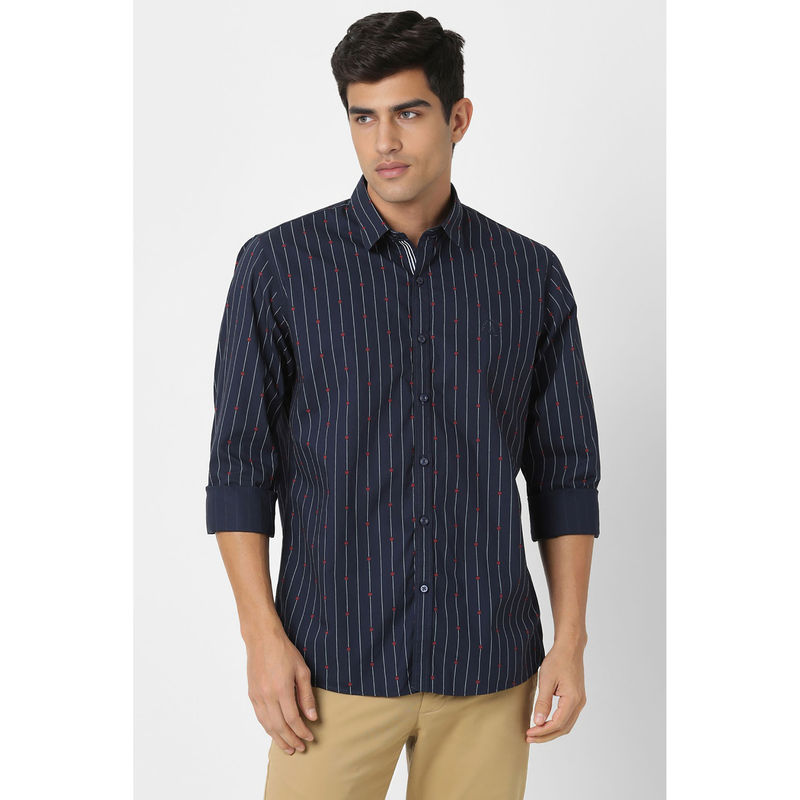 Peter England Men Navy Blue Slim Fit Printed Shirt (38)