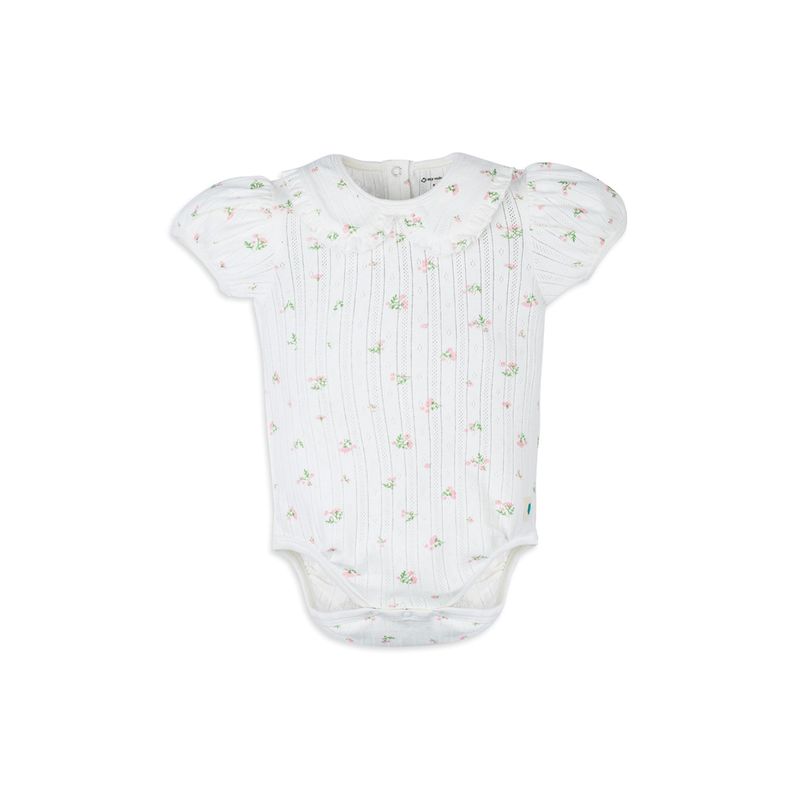 My Milestones Girls Off White Printed Onesie (0-3 Months)