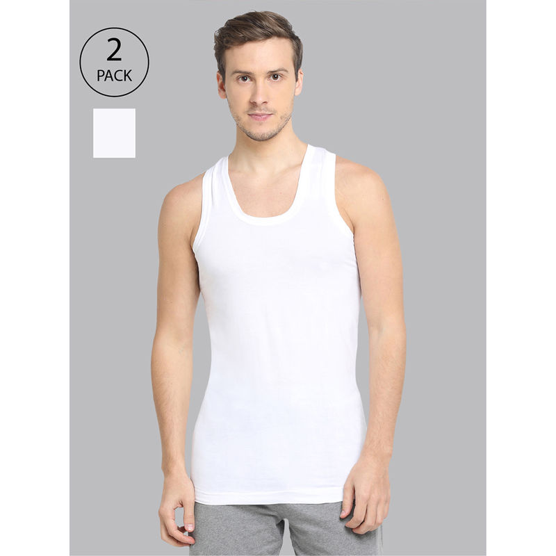 Dixcy Scott Mens Ribbed Vest Body Fit Solid Innerwear (Pack Of 2) (L)