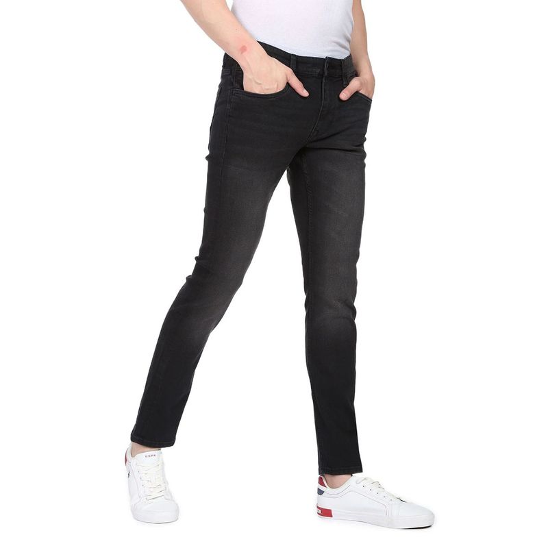 U.S. Polo Assn. Denim Co. Men Black Brandon Slim Tapered Fit Stone Wash Jeans (32)