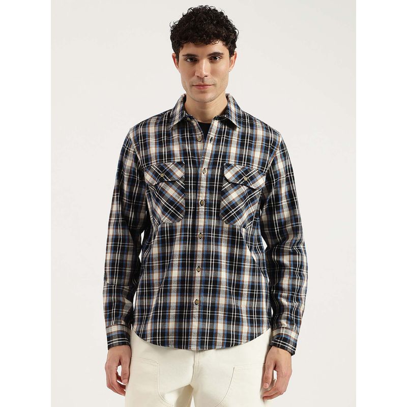 United Colors of Benetton Men Multi-Color Regular Fit Spread Collar Checks Shirt (S)