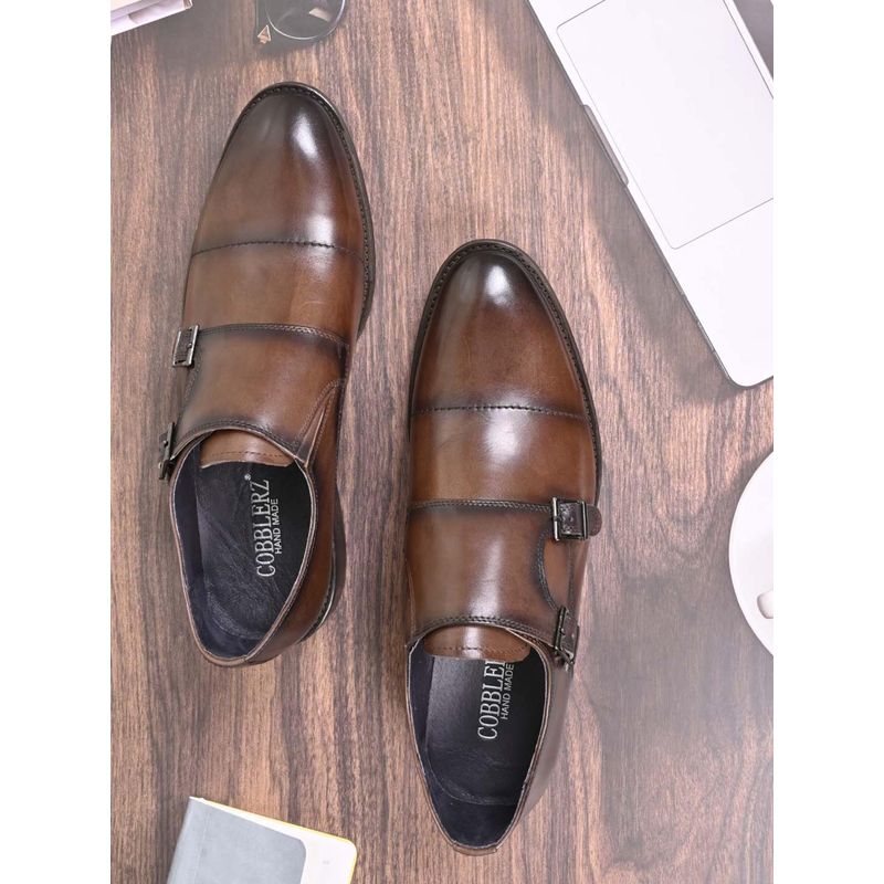 Cobblerz Men Brown Solid Formal Monk Straps (EURO 41)
