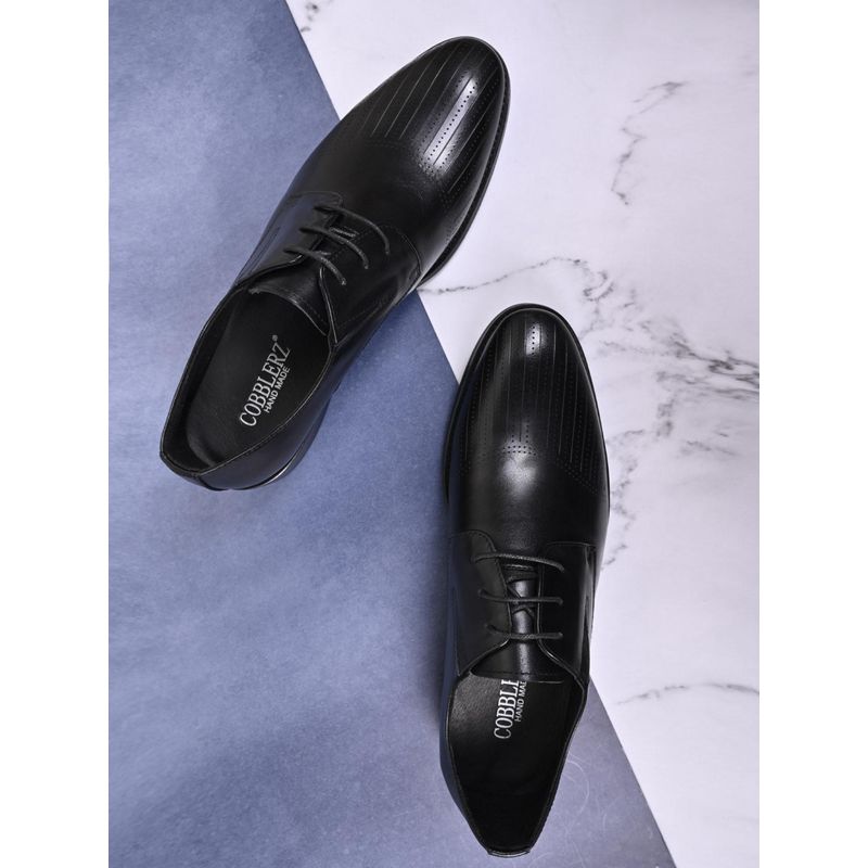 Cobblerz Men Black Solid Perforated Derbies (EURO 39)