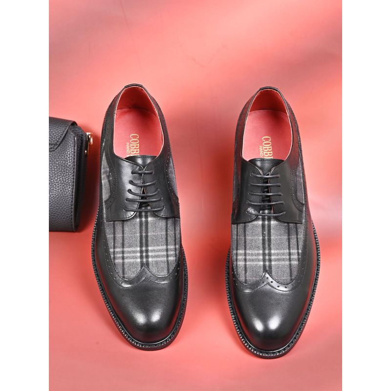 Cobblerz Men Black Wingtip Colourblock Derbies (EURO 39)