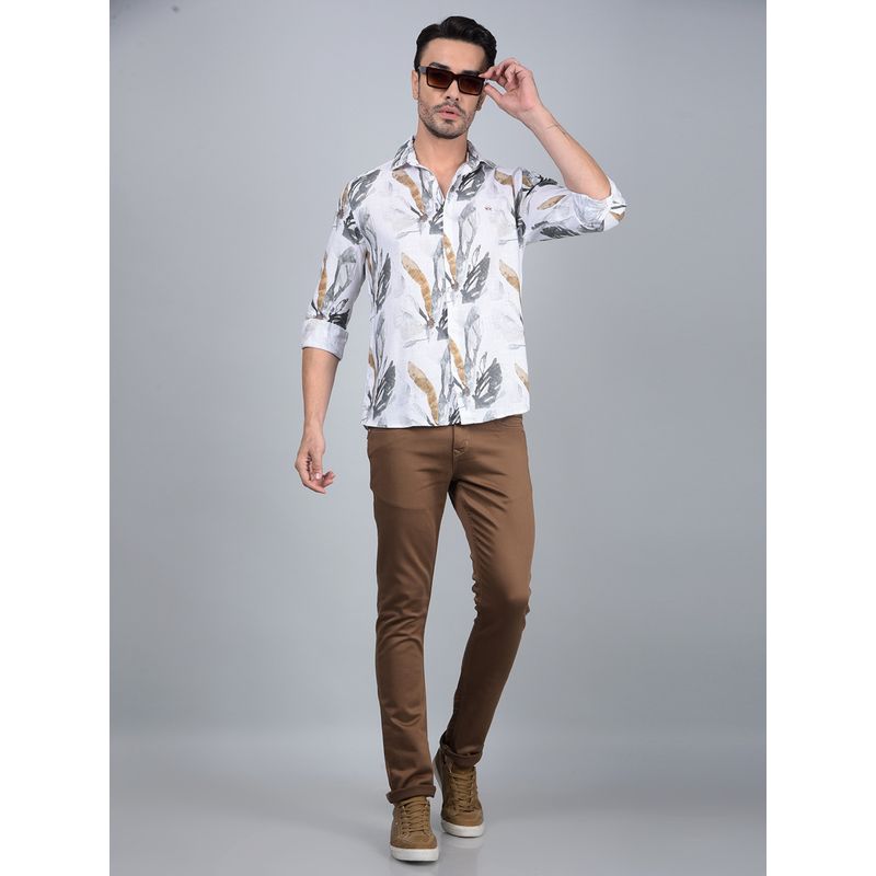 CRIMSOUNE CLUB Men Multi-Color Printed Linen Shirt (S)