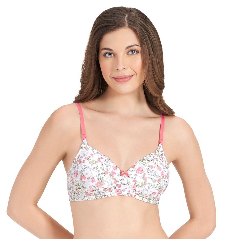 Amante Print Padded Non Wired Full Coverage T-Shirt Bra White (32C)