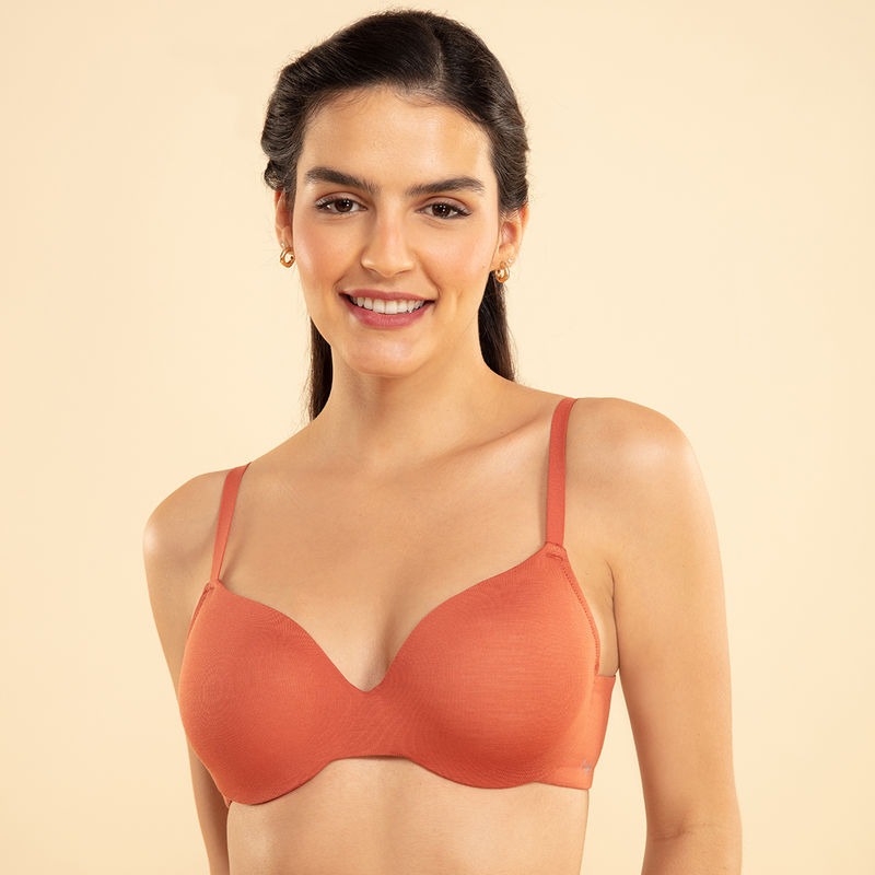 Nykd by Nykaa Modal Akin To Skin Padded Wired T-shirt Bra 3/4th Coverage-nyb218 Orange (34D)