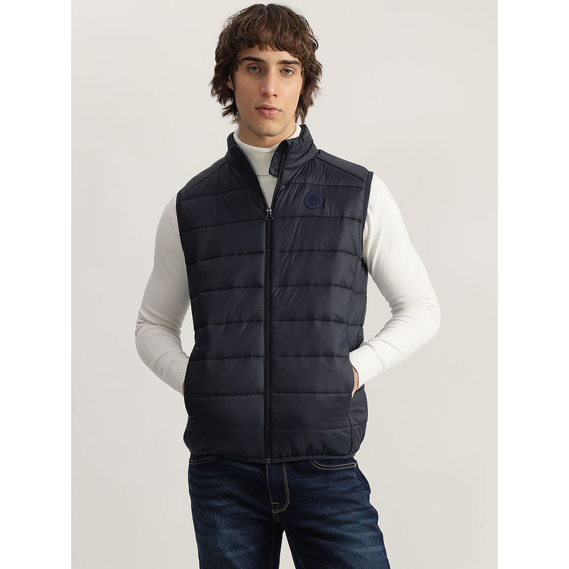 LINDBERGH Navy Blue High Neck Puffer Jacket (M)