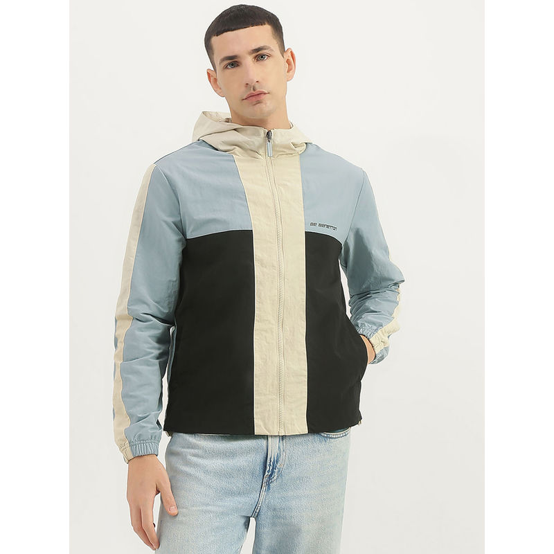 United Colors of Benetton Blue Hooded Hoodies Jacket (M)