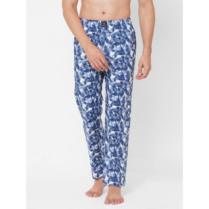 Urban Scottish Mens Blue Pure Cotton Printed Lounge Pants (L)