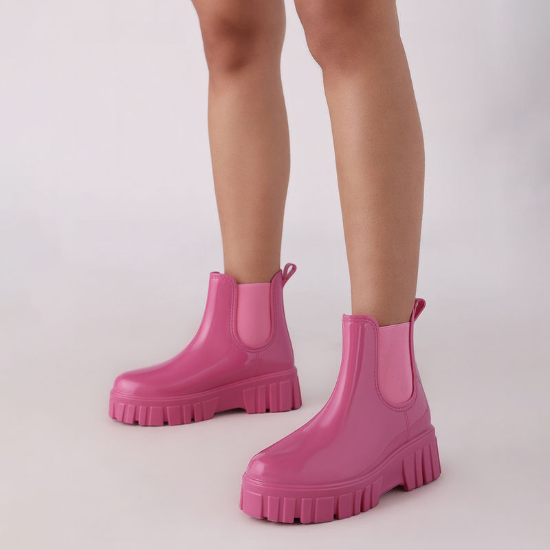 Pink ankle clearance rain boots