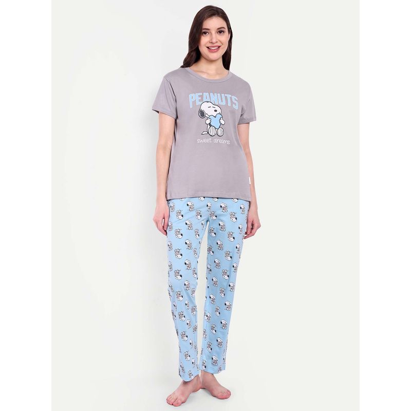 Bedtime Story Grey Half Sleeves T-Shirt with Pyjama (S)