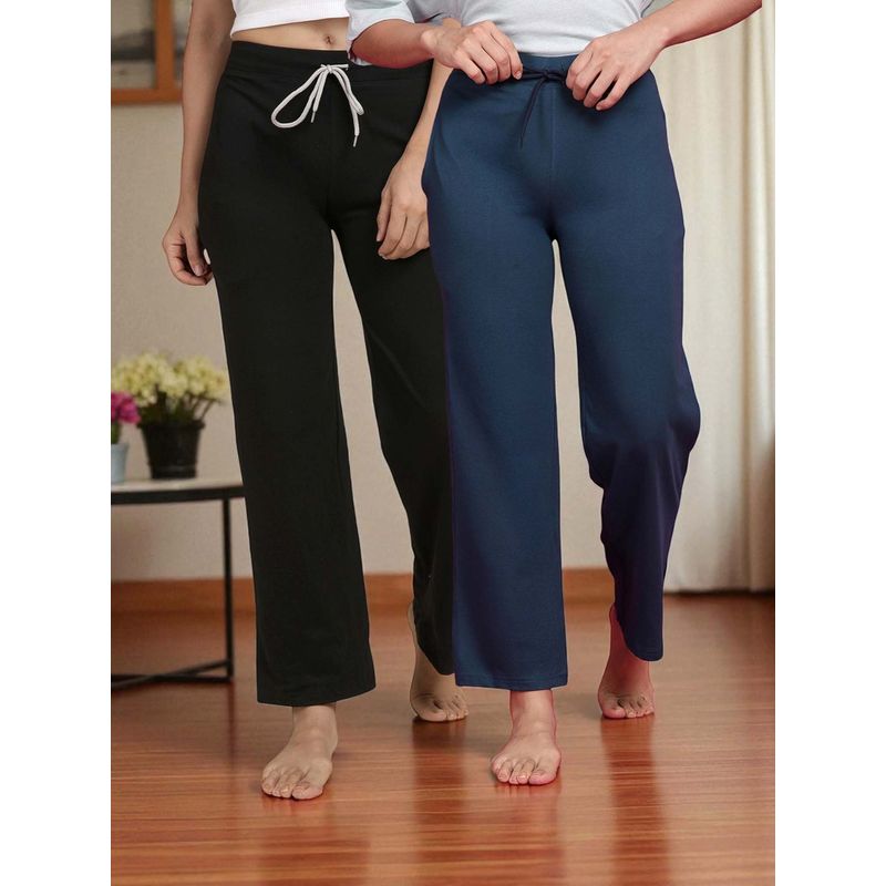 Kryptic Teal & Black Cotton Solid Mid-Rise Pyjamas (Pack of 2) (2XL)