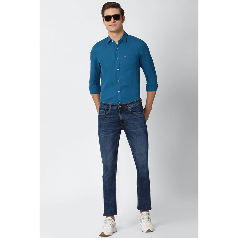 Peter England Men Blue Full Sleeves Casual Shirt (39)
