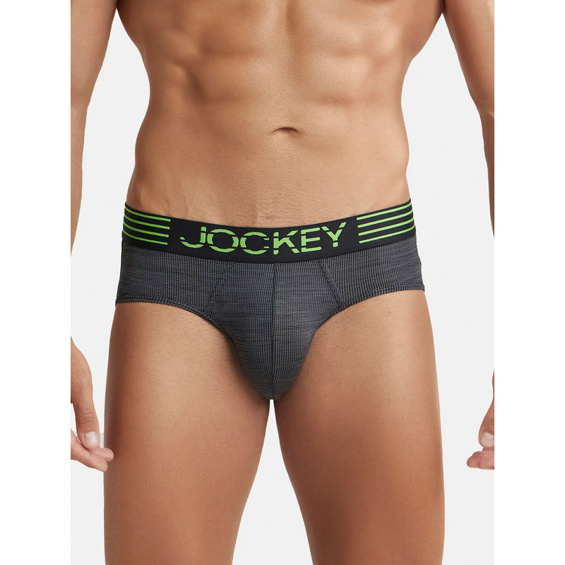 Jockey MM04 Men Microfiber Mesh Elastane Active Wear Brief - Black (XL)