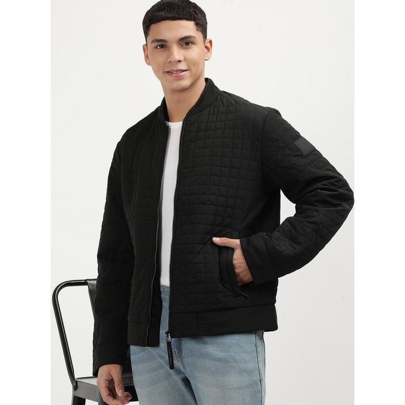 Calvin Klein Black Quilted Regular Fit Polyester Jacket (M)