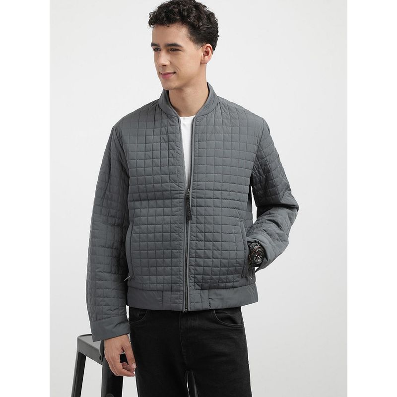 Calvin Klein Grey Quilted Regular Fit Polyester Jacket (XL)