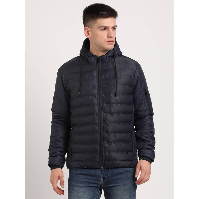 Turtle Men Blue Nylon Full Sleeve Regular Fit Solid Hooded Windcheater Jacket (38)