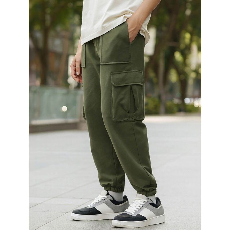 Bewakoof Air 1.0 Men's Winter Moss Green Oversized Cargo Joggers (M)