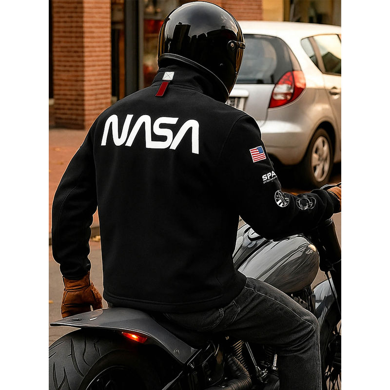 Bewakoof Heavy Duty 1.0 Official Nasa Men's Black Graphic Printed Oversized Sweatshirt (M)