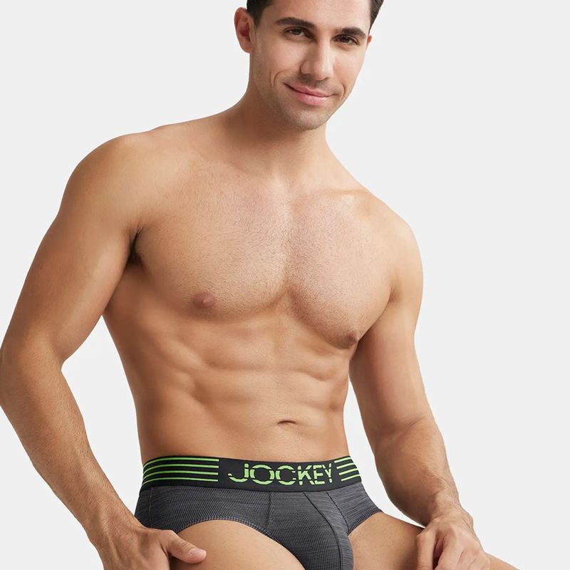 Jockey MM04 Men Microfiber Mesh Elastane Active Wear Brief - Mid Grey (M)