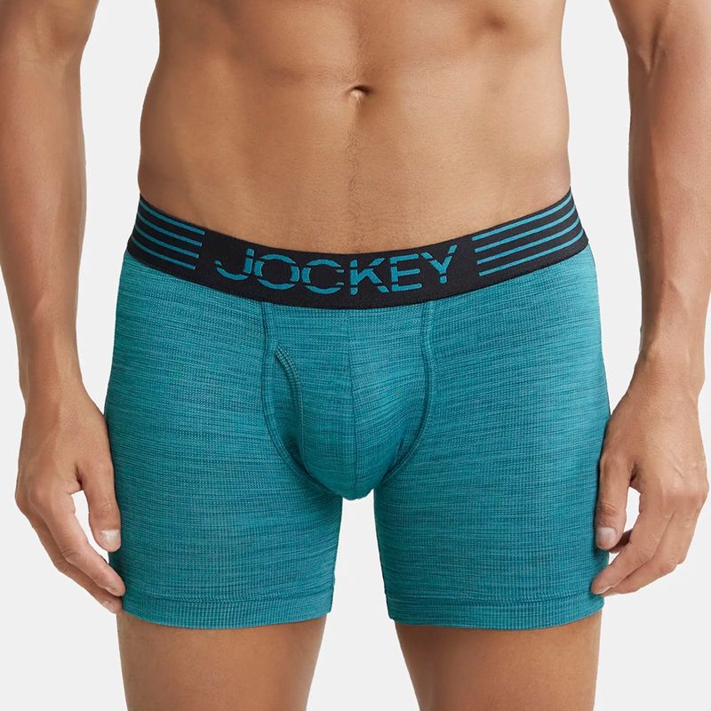 Jockey MM06 Mens Microfiber Mesh Sports Boxer Brief with Stay Dry Technology-Blue (S)