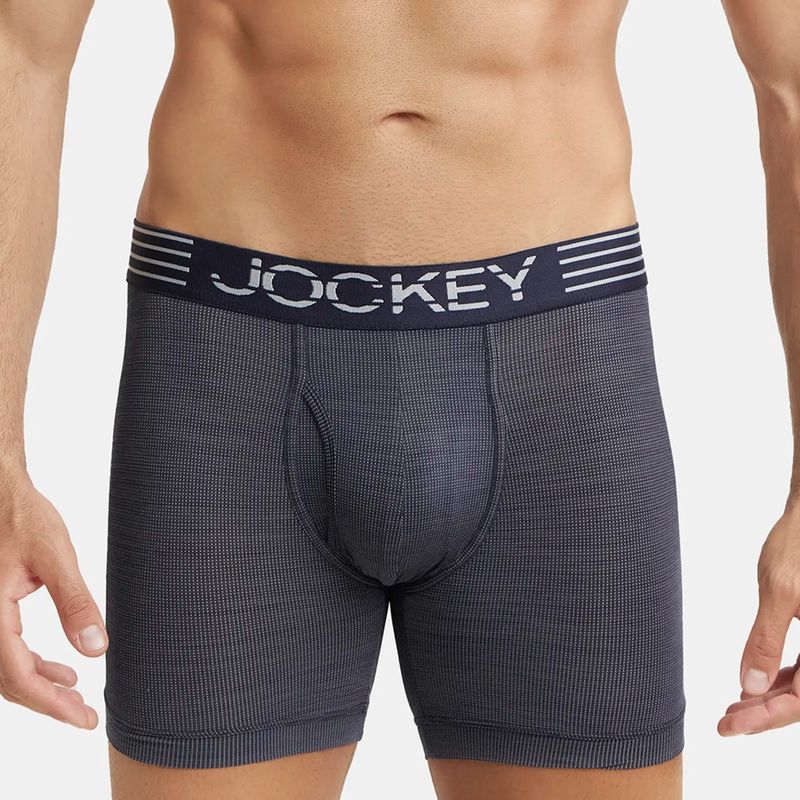 Jockey MM06 Men Microfiber Mesh Elastane Active Wear Boxer Brief - True Navy (L)