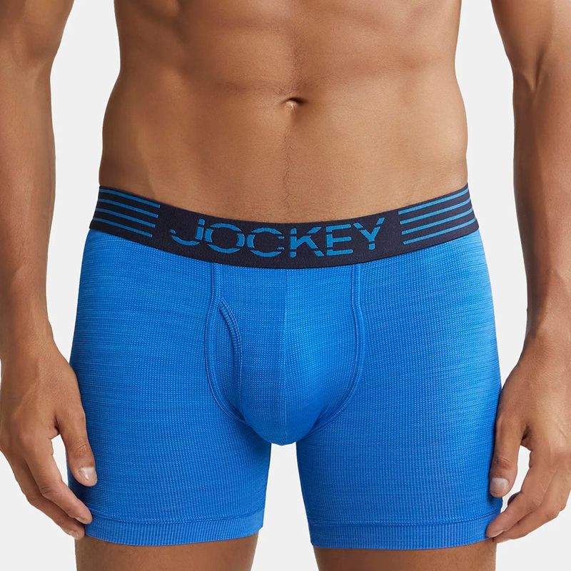 Jockey MM06 Men Microfiber Mesh Elastane Active Wear Boxer Brief - Move Blue (S)