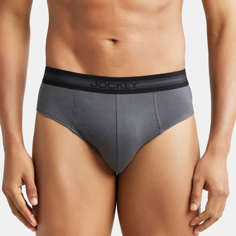 Jockey 1010 Men Super Combed Cotton Solid Brief - Asphalt (M)