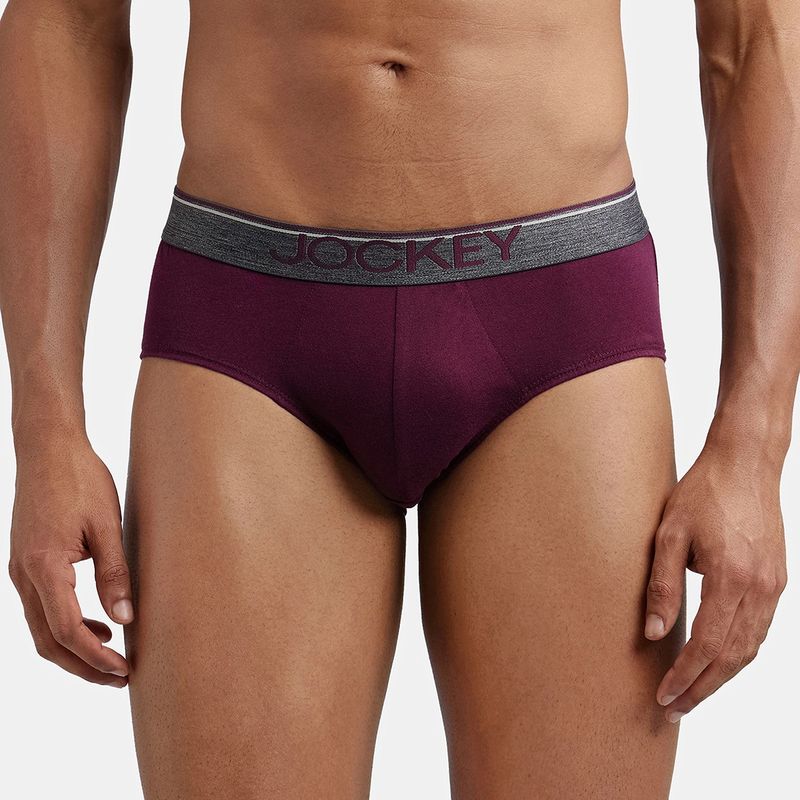 Jockey 8037 Men Super Combed Cotton Solid Brief - Wine Tasting (L)