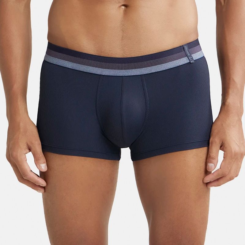 Jockey HG14 Men Microfiber Elastane Solid Trunk with StayDry Treatment-Midnight Navy (L)