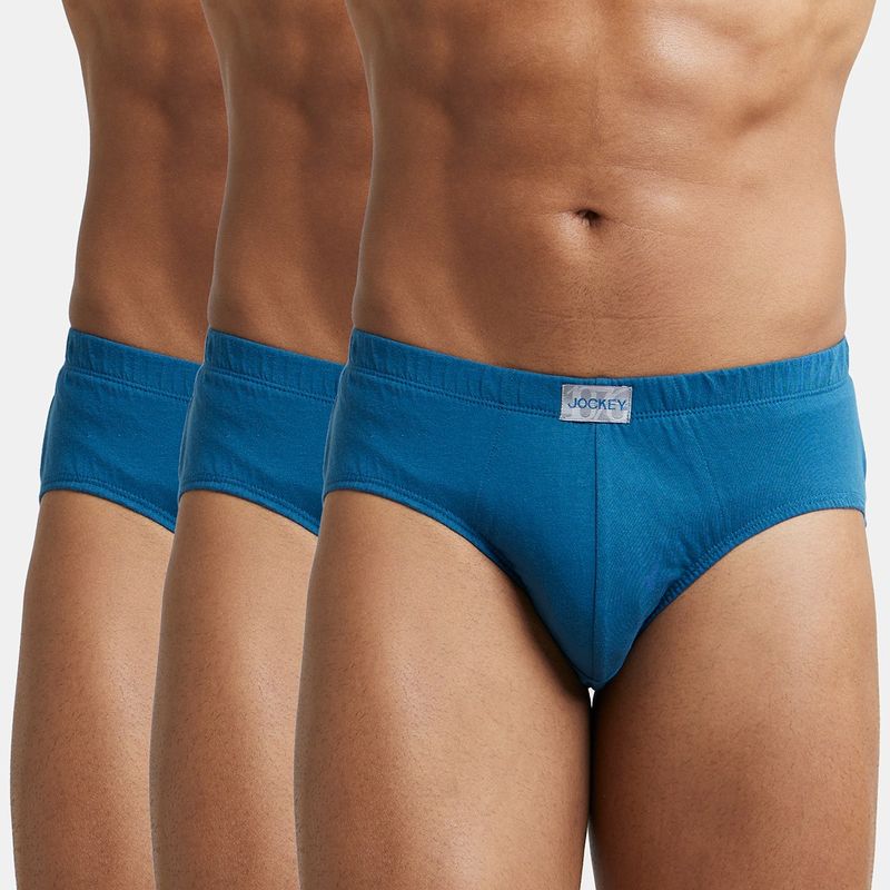 Jockey 8035 Men Super Combed Cotton Solid Brief - Seaport Teal (Pack of 3) (L)