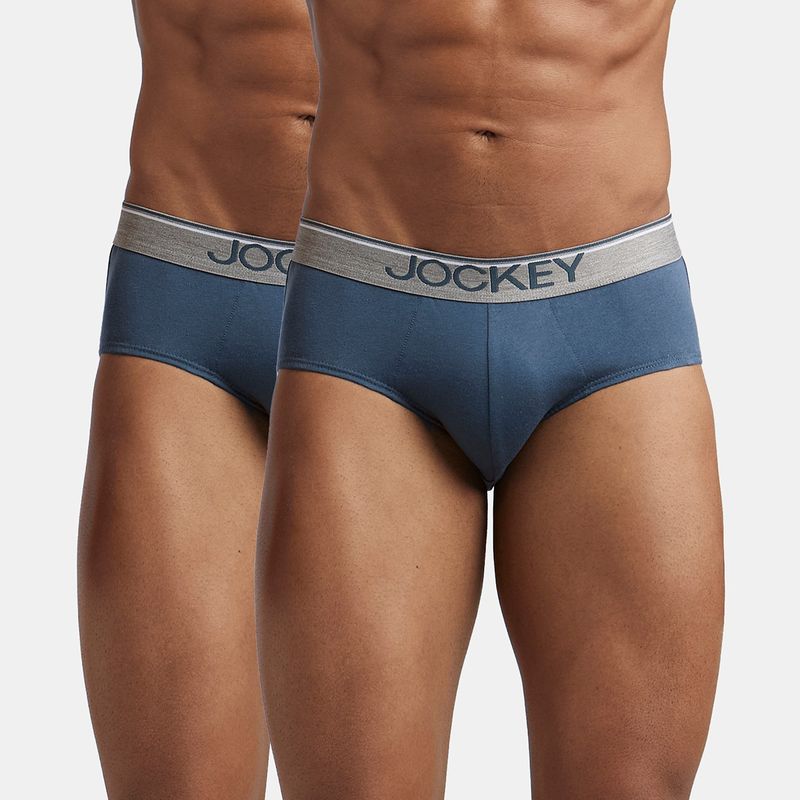 Jockey 8037 Men Cotton Solid Brief with Ultrasoft Waistband - Grey (Pack of 2) (M)