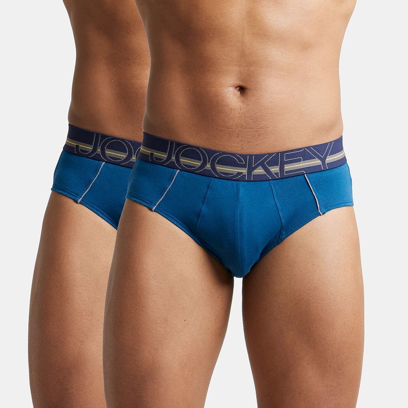 Jockey US14 Men Super Combed Cotton Solid Brief - Poseidon (Pack of 2) (M)