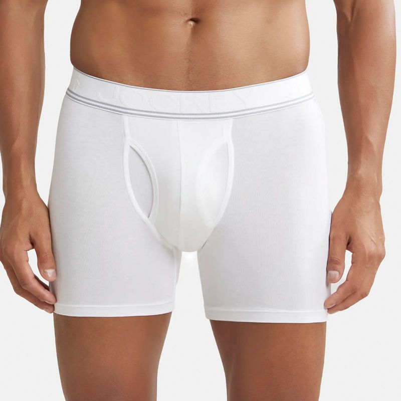Jockey Hg17 Men Modal Stretch Solid Boxer Brief with Natural Stay Fresh Properties - White (M)