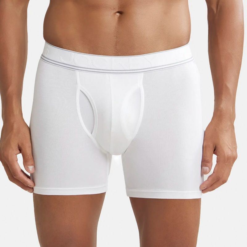 Jockey HG17 Men Tencel Micro Modal Elastane Stretch Solid Boxer Brief - White (XL)