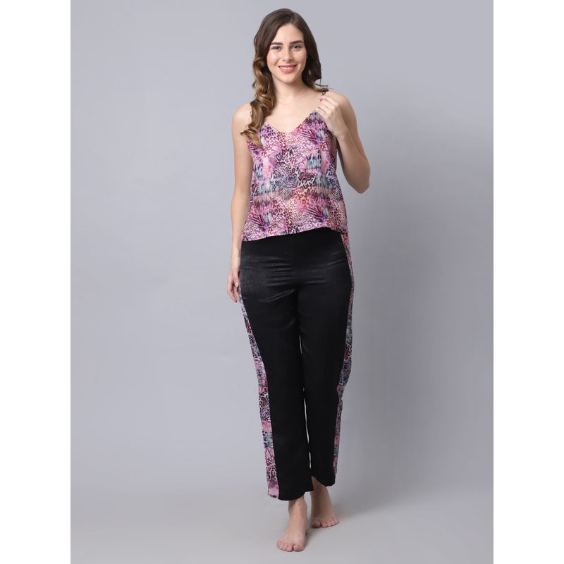 AOBA Womens Black & Purple Night Suit (Set of 2) (S)