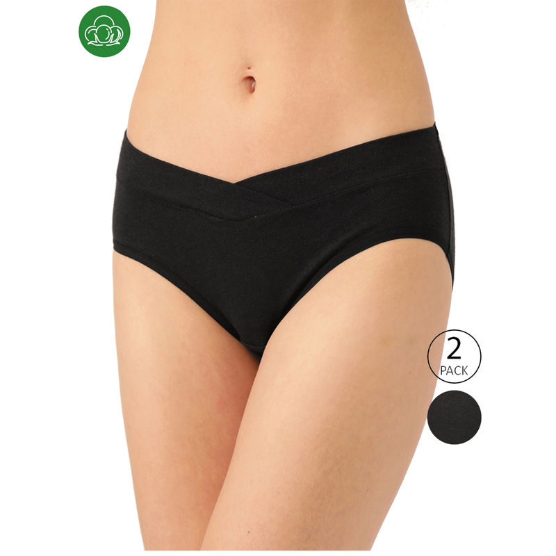 Inner Sense Organic Cotton Antimicrobial Maternity Panty - Black (Pack of 2) (2XL)