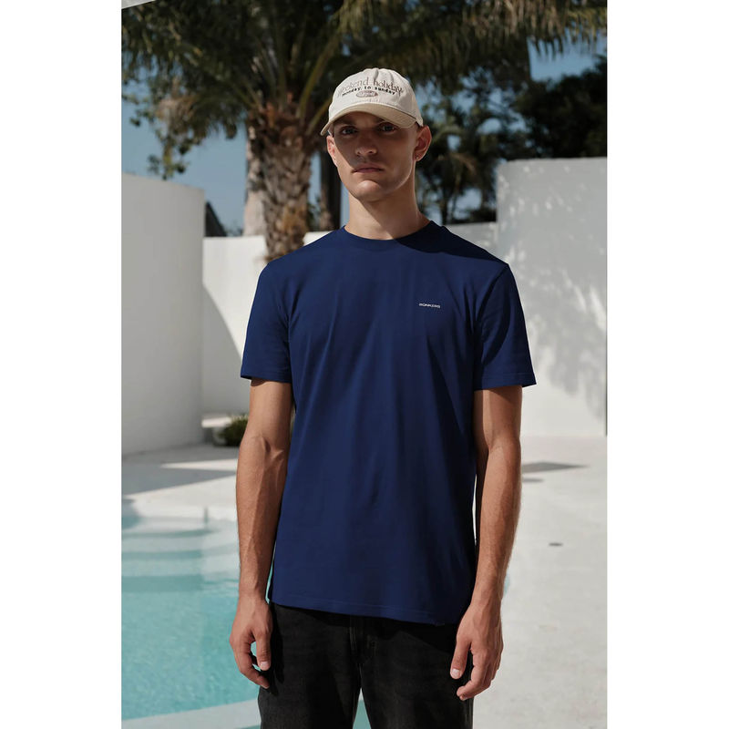 Bonkers Corner Navy Blue Pure Supima Cotton Relaxed Fit T-Shirt (XS)